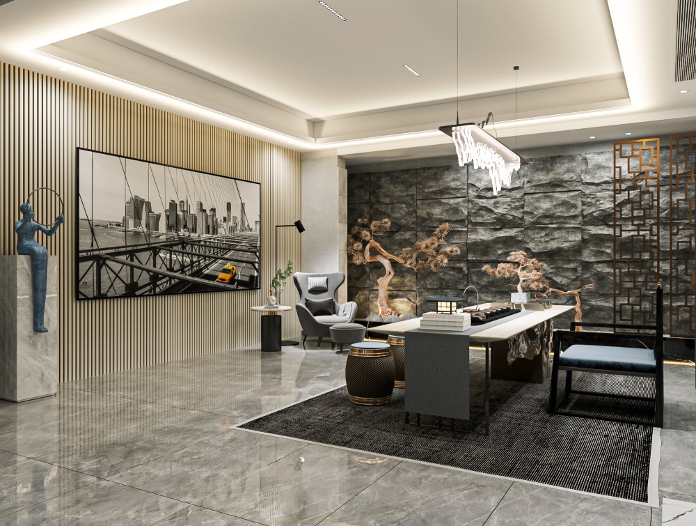 Акустическая панель, черный войлок, 2750х600х19мм, рейки МДФ ясень Кристалл